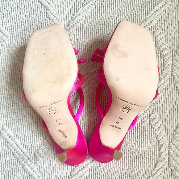 🩷 New Loeffler Randall Margi Sandals in Hot Pink Satin Bow Penny Mules - Picture 6 of 7